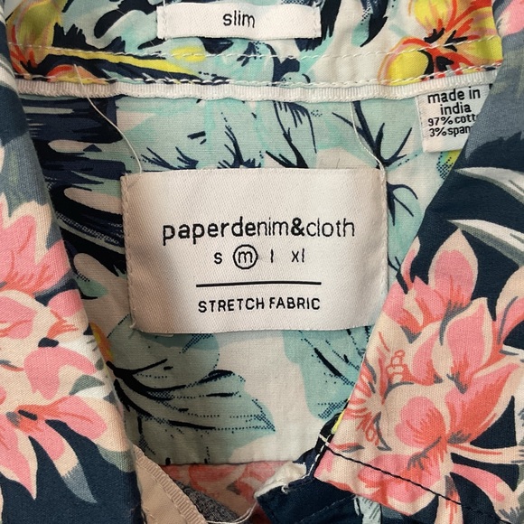 Pre-Owned PaperDenim&Cloth Men’s Hawaiian Button-Down Short Sleeve Shirt, Size M - Picture 3 of 7